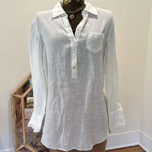 LILLY PULITZER White Linen Long Sleeve Tunic Size 00